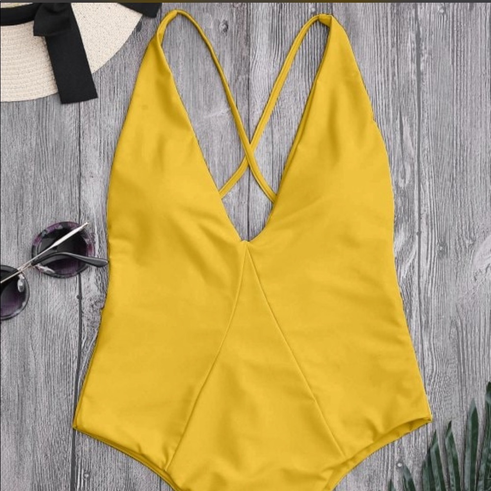 One Piece High Cut Cross Back Swimwear